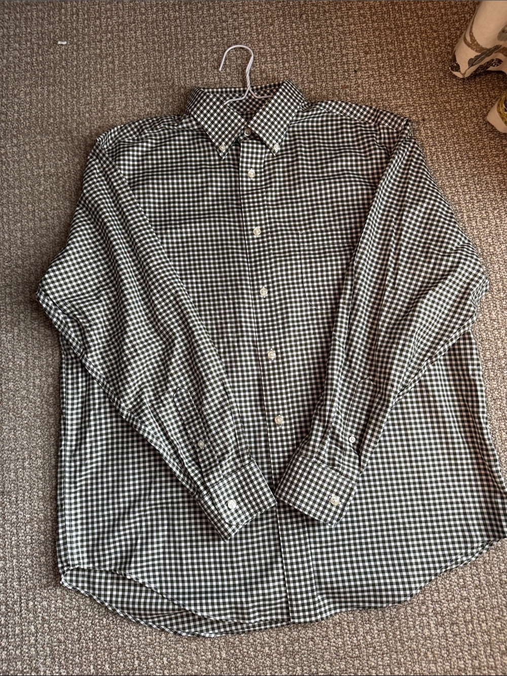 Gold Label Men's dark Green & White Gingham Button-Down Shirt